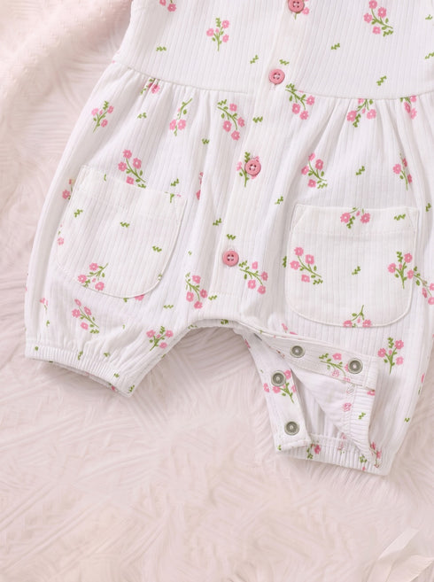 Spring Blossom Front Open Buttoned Romper