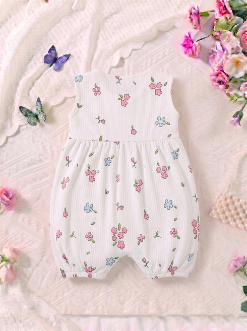 Pastel Blossom Front Open Buttoned Romper