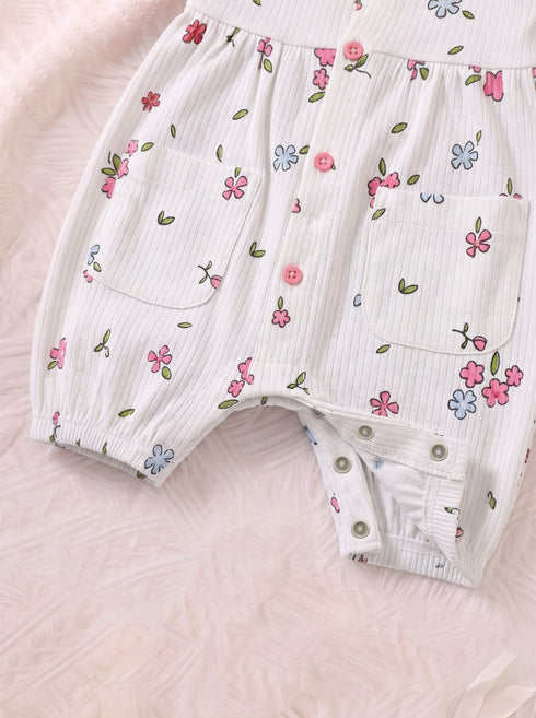 Pastel Blossom Front Open Buttoned Romper