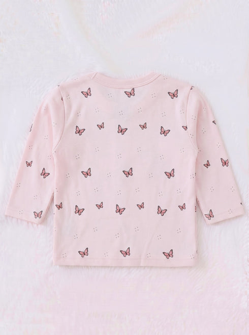 Butterfly Dreams Full Sleeve Night Suit Set (Pink)