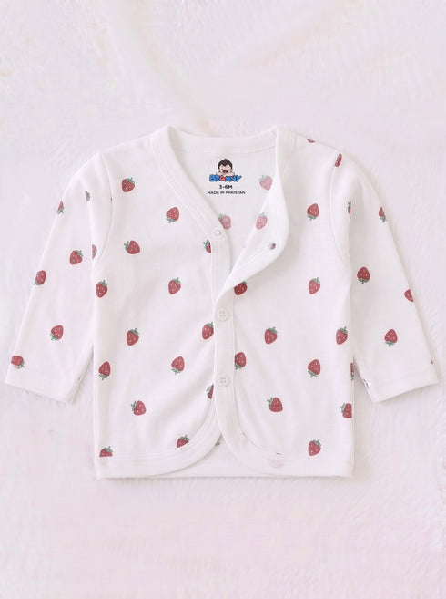Strawberry Garden Full Sleeve Night Suit Set (White)