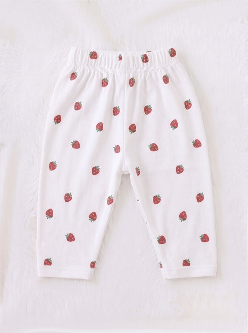 Strawberry Garden Full Sleeve Night Suit Set (White)