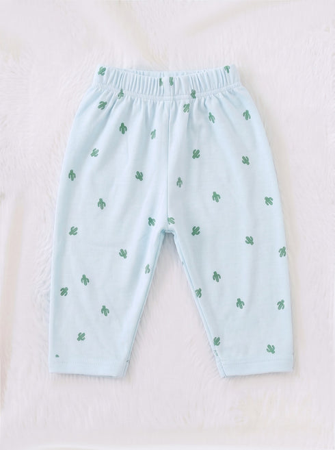 Cactus Dream Full Sleeve Night Suit Set (Sky Blue)