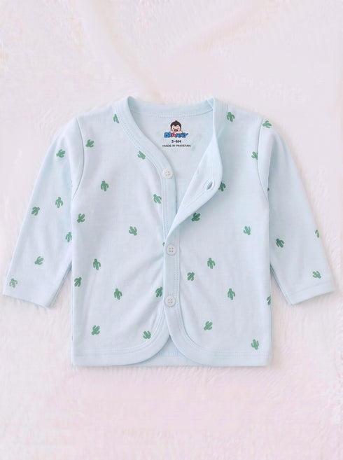 Cactus Dream Full Sleeve Night Suit Set (Sky Blue)