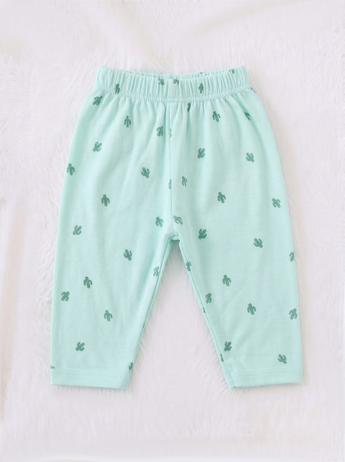 Cactus Dream Full Sleeve Night Suit Set (Sea Green)