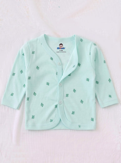 Cactus Dream Full Sleeve Night Suit Set (Sea Green)
