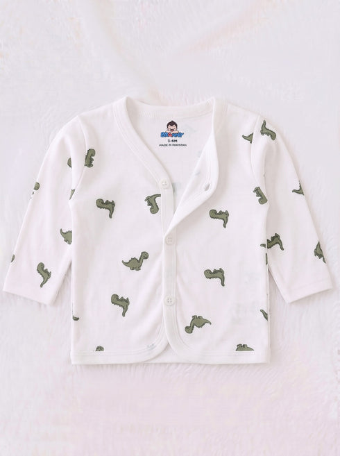 Dino Baby Full Sleeve Night Suit Set (White)