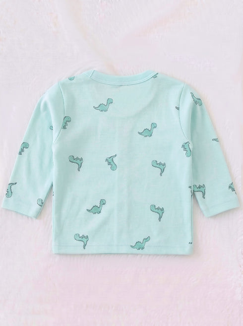 Dino Baby Full Sleeve Night Suit Set (Sea Green)