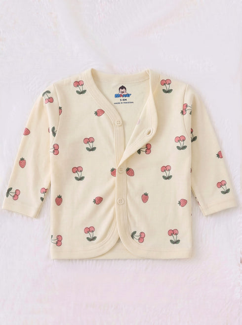 Cherry Berry Full Sleeve Night Suit Set (Light Yellow)