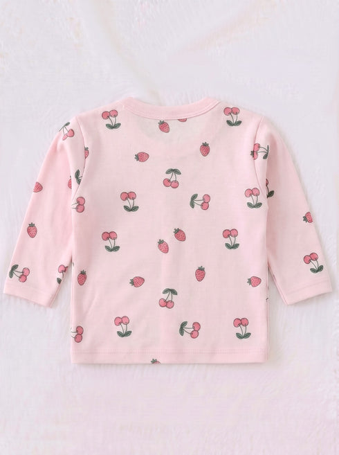 Cherry Berry Full Sleeve Night Suit Set (Pink)