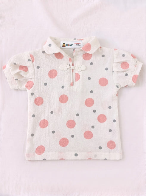 Blush Polka Dot Polo Skirt Set