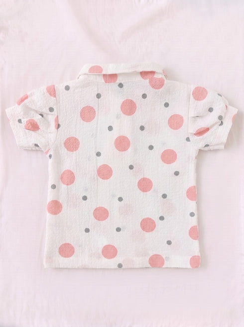 Blush Polka Dot Polo Skirt Set