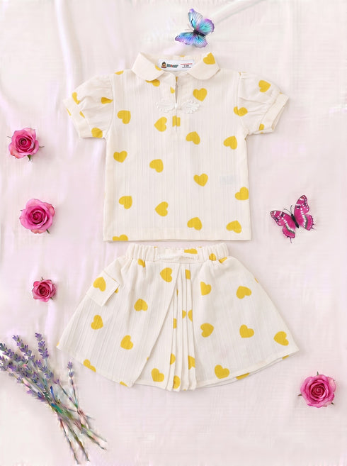 Golden Hearts Polo Skirt Set