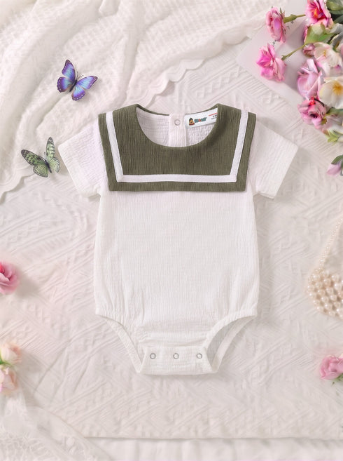 Olive Green Sailor Collar Bodysuit