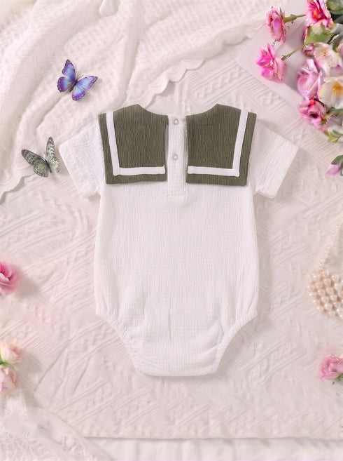 Olive Green Sailor Collar Bodysuit
