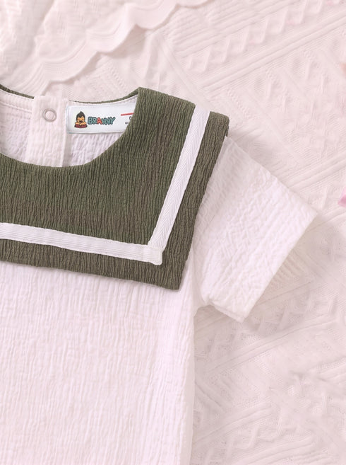 Olive Green Sailor Collar Bodysuit