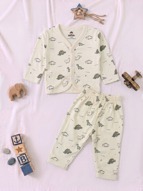 Jurassic World Full Sleeve Night Suit Set (Cream)