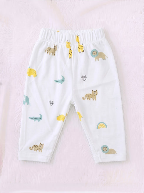 Safari Friends Full Sleeve Night Suit Set (White)