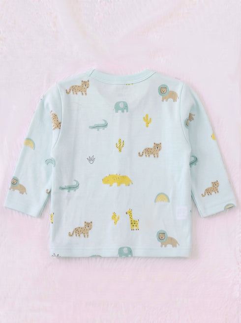 Safari Friends Full Sleeve Night Suit Set (Sky Blue)