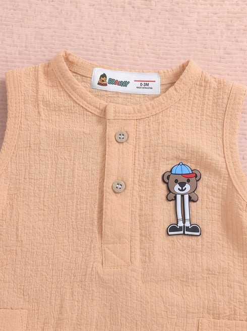 Playful Peach Henley Romper