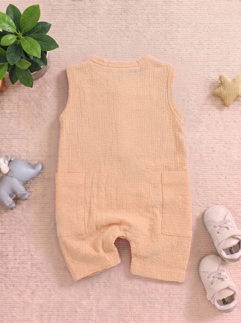 Playful Peach Henley Romper