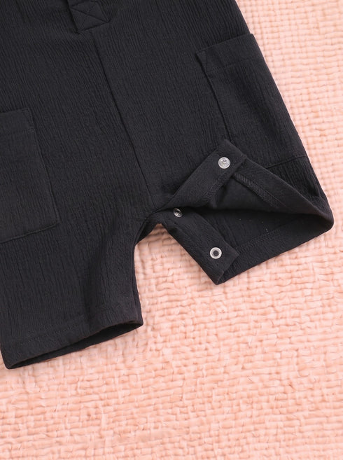 Playful Black Henley Romper