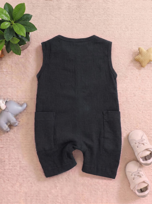 Playful Black Henley Romper