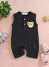 Playful Black Henley Romper