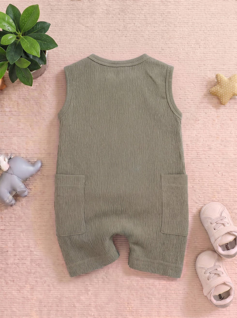 Playful Olive Green Henley Romper