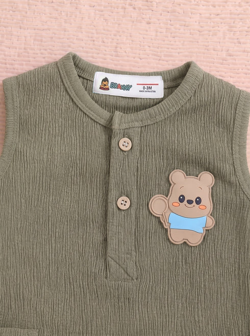 Playful Olive Green Henley Romper