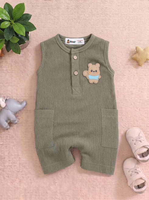 Playful Olive Green Henley Romper
