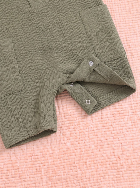 Playful Olive Green Henley Romper