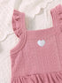 Pink Heart Embroidered Ruffle Grace Bodysuit