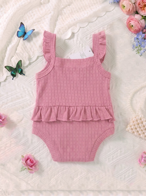 Pink Heart Embroidered Ruffle Grace Bodysuit