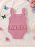 Pink Heart Embroidered Ruffle Grace Bodysuit