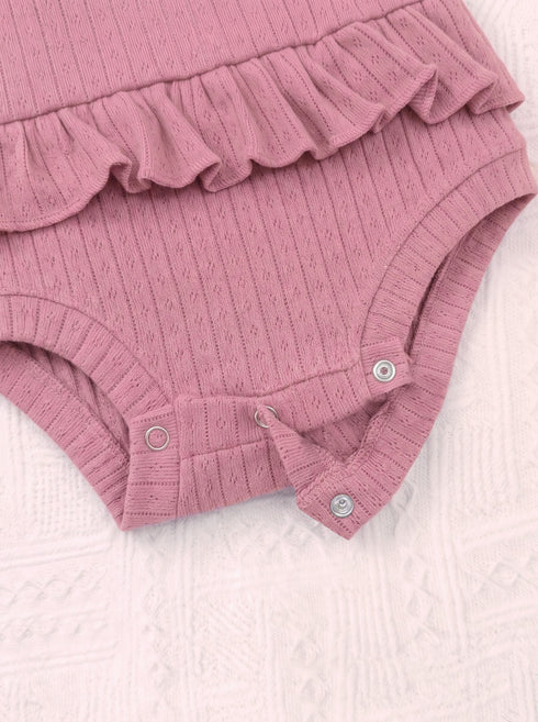 Pink Heart Embroidered Ruffle Grace Bodysuit