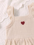 Beige Heart Embroidered Ruffle Grace Bodysuit