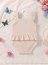 Beige Heart Embroidered Ruffle Grace Bodysuit