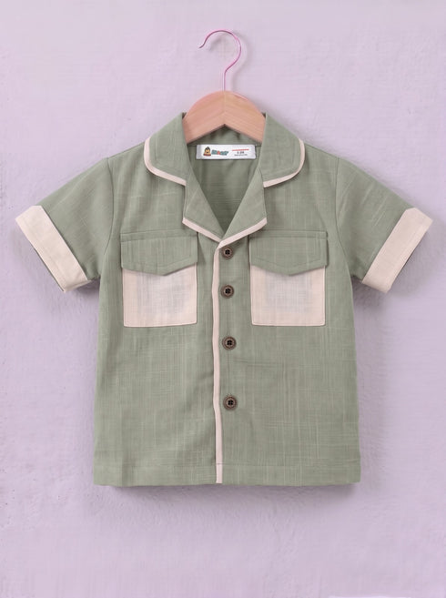 Green Cuban Collar Short Set