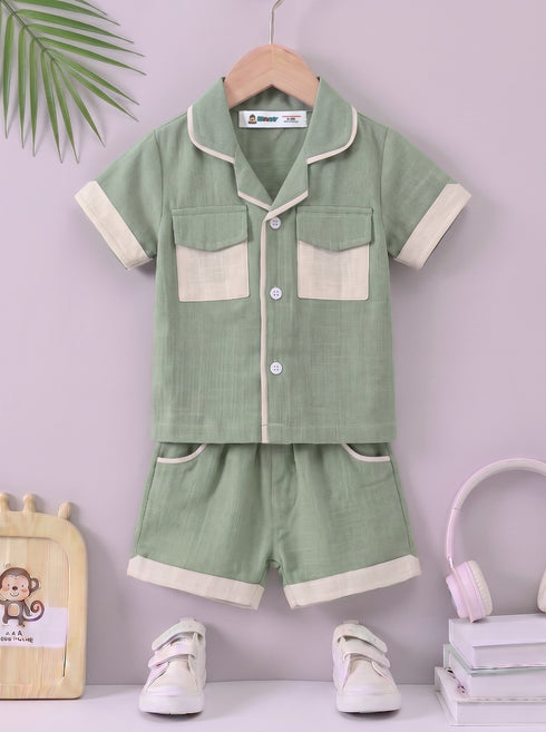 Light Green Cuban Collar Short Set