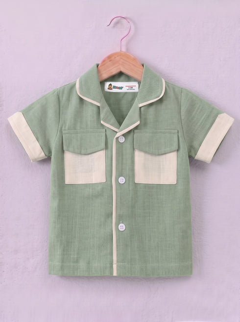 Light Green Cuban Collar Short Set