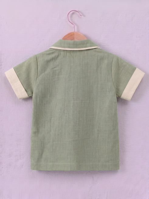 Green Cuban Collar Short Set