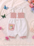 Kitty Embroidered Smocked Bow Romper (White)