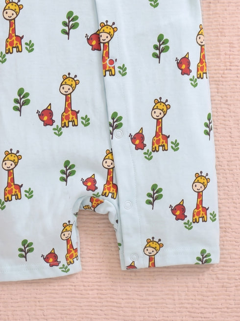 Giraffe Friends Button Down Romper