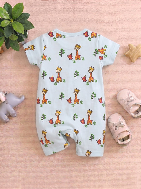 Giraffe Friends Button Down Romper