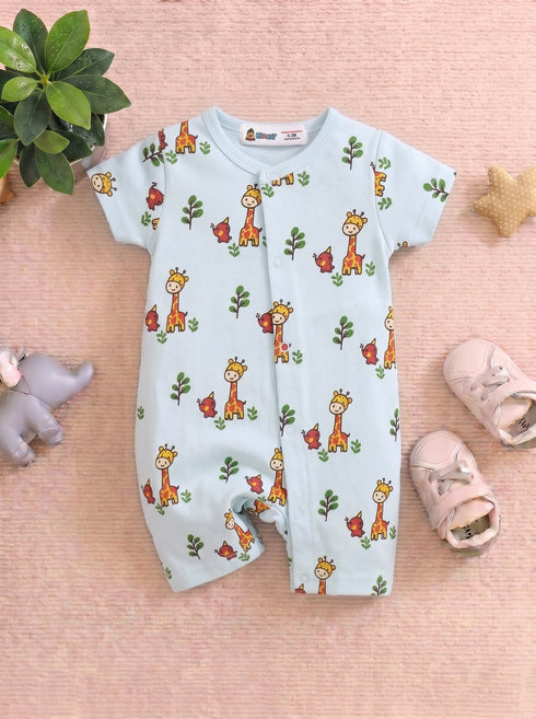 Giraffe Friends Button Down Romper