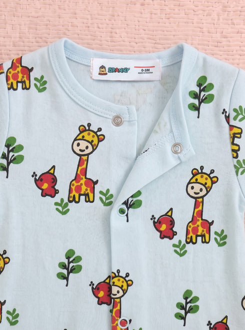 Giraffe Friends Button Down Romper