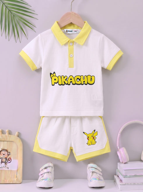 Pikachu Panelled Polo Short Set