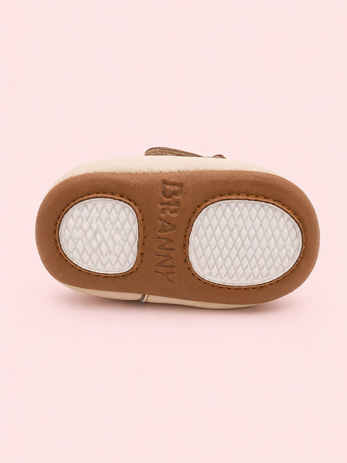 Brown & Tan Woven Texture Sneakers with Velcro Straps