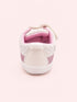 White & Pink Woven Texture Sneakers with Velcro Straps